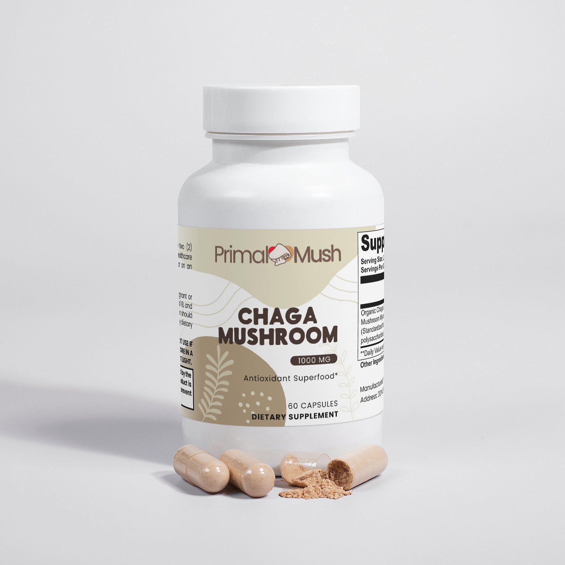 Chaga Mushroom Supplement Capsules