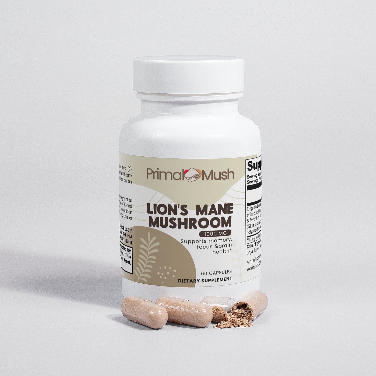 Lion's Mane Mushroom Supplement Capsules - Cognitive & Focus Support | PrimalMush