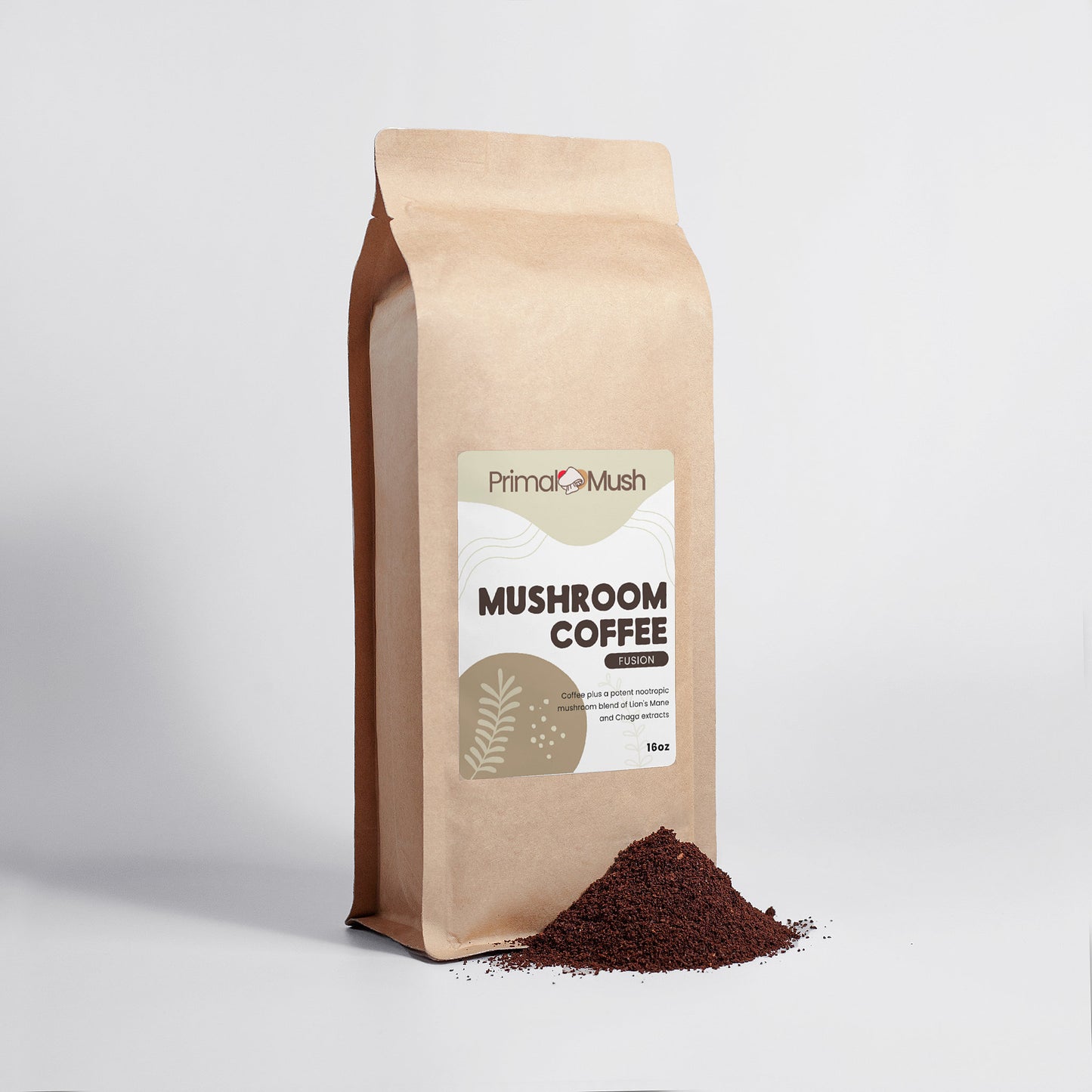 Mushroom Coffee Fusion with Lion's Mane & Chaga - 16oz | PrimalMush