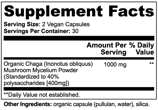 Chaga Mushroom Supplement Capsules